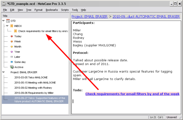 GTD example screenshot